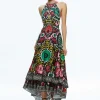 Women Alice and Olivia Loyce Twist Back Ruffle Maxi Dress