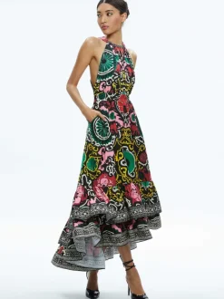 Women Alice and Olivia Loyce Twist Back Ruffle Maxi Dress