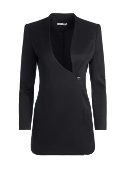 Women Alice and Olivia Lucien Curved V-Neck Fitted Blazer