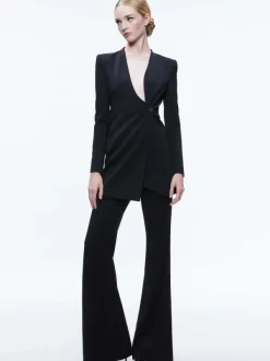 Women Alice and Olivia Lucien Curved V-Neck Fitted Blazer