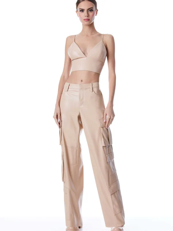 Women Alice and Olivia Luis Vegan Leather Cargo Pant