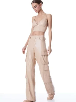 Women Alice and Olivia Luis Vegan Leather Cargo Pant