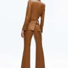 Women Alice and Olivia Macey Fitted Vegan Leather Blazer + Danette Vegan Leather Split Hem Trousers