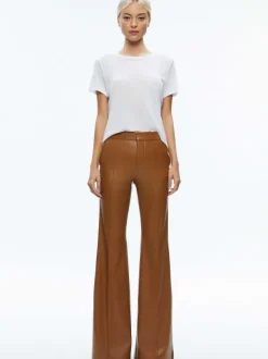 Women Alice and Olivia Macey Fitted Vegan Leather Blazer + Danette Vegan Leather Split Hem Trousers
