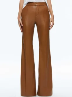 Women Alice and Olivia Macey Fitted Vegan Leather Blazer + Danette Vegan Leather Split Hem Trousers