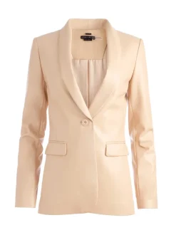 Women Alice and Olivia Macey Vegan Leather Shawl Collar Blazer