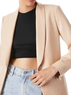 Women Alice and Olivia Macey Vegan Leather Shawl Collar Blazer