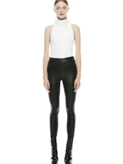 Women Alice and Olivia Maddox Side Zip Leather Legging