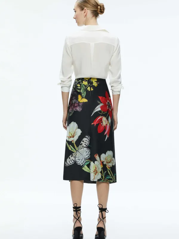 Women Alice and Olivia Maeve Midi Slip Skirt