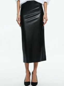 Women Alice and Olivia Maeve Vegan Leather Midi Skirt
