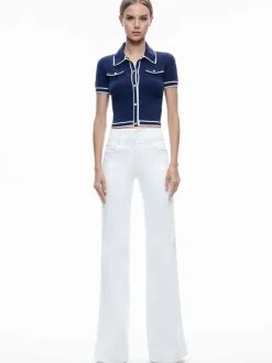 Women Alice and Olivia Marlena Button Front Polo