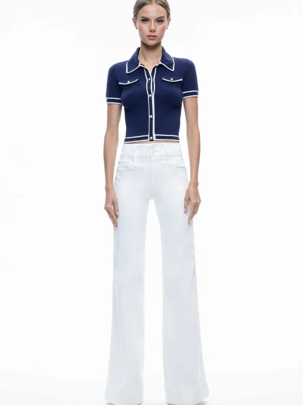 Women Alice and Olivia Marlena Button Front Polo