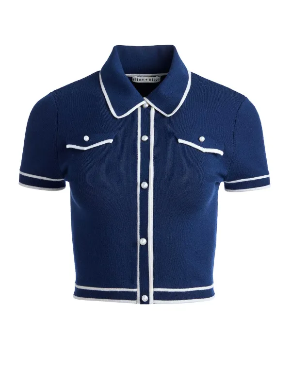 Women Alice and Olivia Marlena Button Front Polo