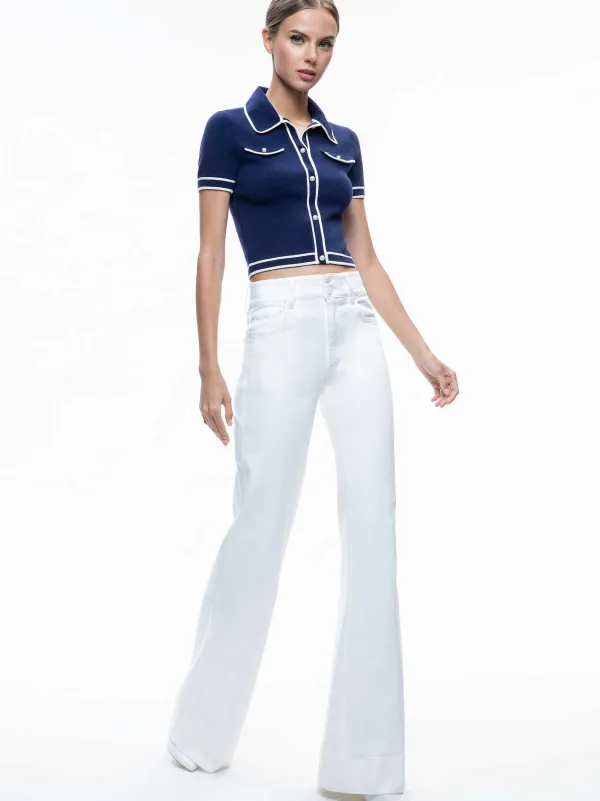 Women Alice and Olivia Marlena Button Front Polo