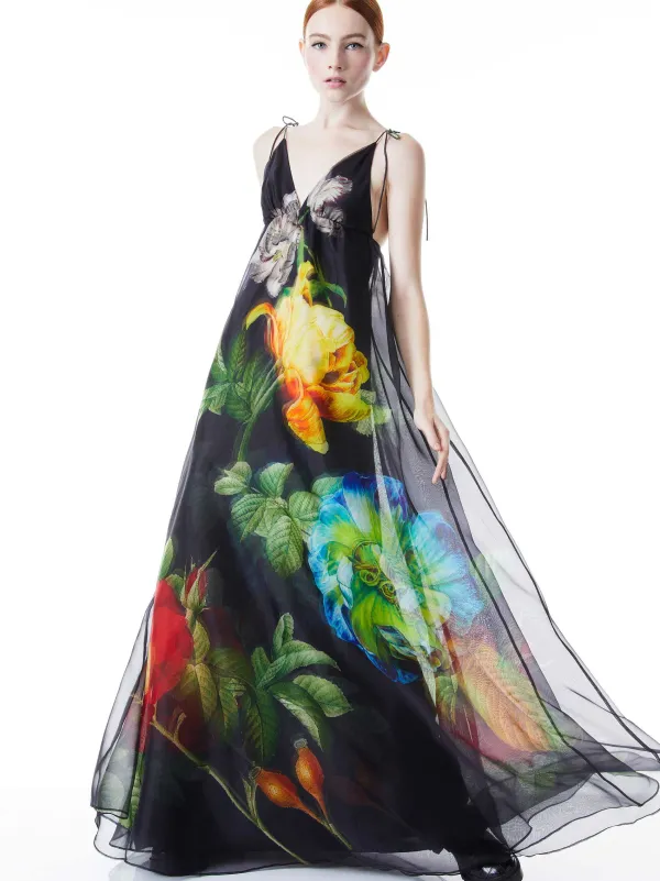 Women Alice and Olivia Massie Tie Strap Printed Gown