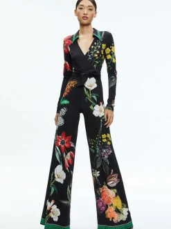 Women Alice and Olivia Melinda Wide Leg Wrap Jumpsuit