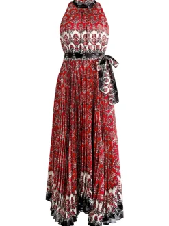 Women Alice and Olivia Mertie Mock Neck Pleated Maxi Dress