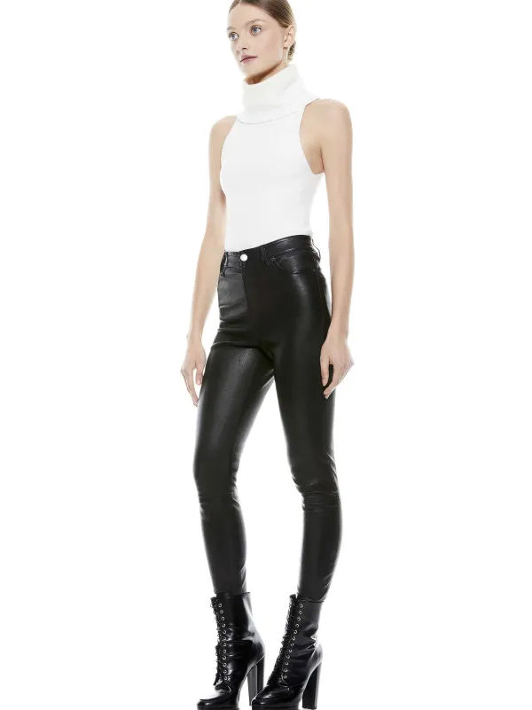 Women Alice and Olivia Mikah Single Button Leather Pant
