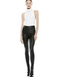 Women Alice and Olivia Mikah Single Button Leather Pant