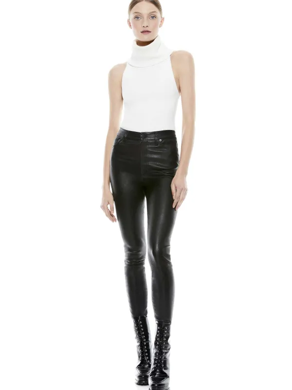 Women Alice and Olivia Mikah Single Button Leather Pant