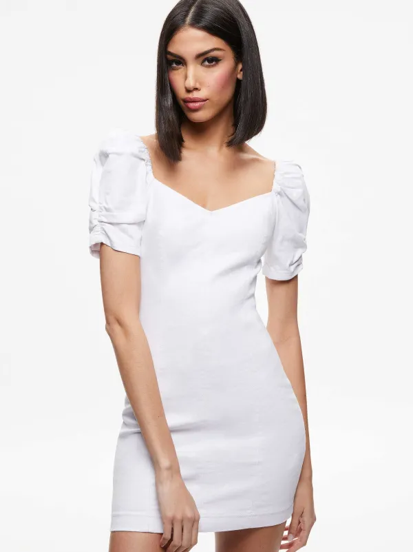 Women Alice and Olivia Mimi Puff Sleeve Denim Mini Dress