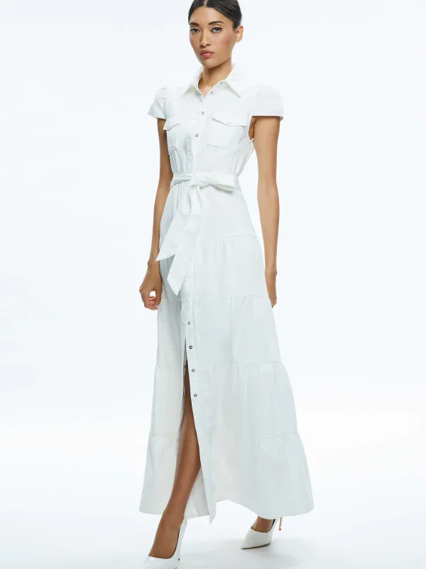 Women Alice and Olivia Miranda Maxi Denim Dress