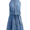 Women Alice and Olivia Miranda Sleeveless Mini Denim Dress