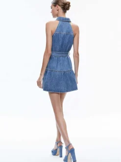 Women Alice and Olivia Miranda Sleeveless Mini Denim Dress