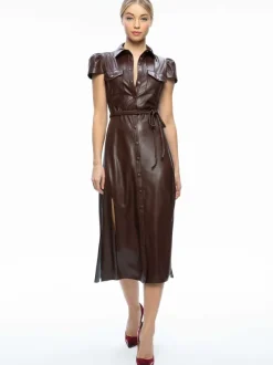 Women Alice and Olivia Miranda Vegan Leather Midi Dress