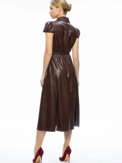 Women Alice and Olivia Miranda Vegan Leather Midi Dress