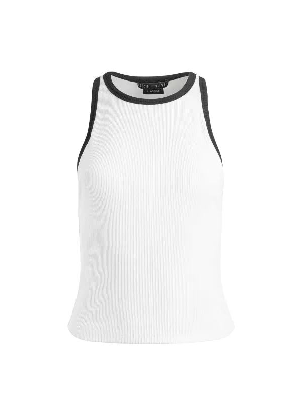 Women Alice and Olivia Mirtha Ribbed Racerback Tank