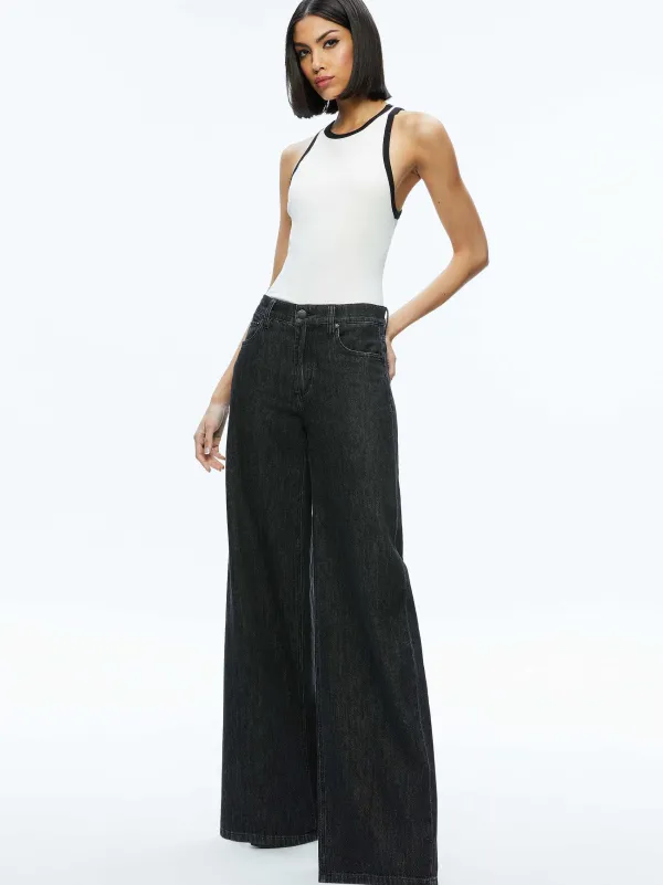Women Alice and Olivia Mirtha Ribbed Racerback Tank