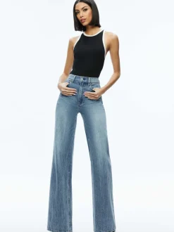 Women Alice and Olivia Mirtha Ribbed Racerback Tank