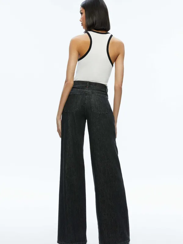 Women Alice and Olivia Mirtha Ribbed Racerback Tank