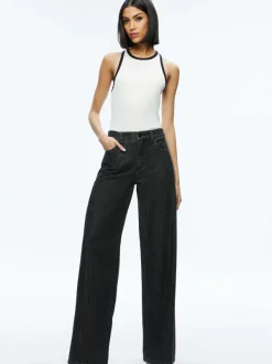 Women Alice and Olivia Mirtha Ribbed Racerback Tank