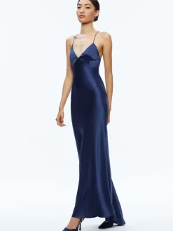 Women Alice and Olivia Montana Lace Up Back Maxi Gown