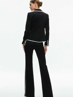Women Alice and Olivia Mya Contrast Piping Fitted Blazer + Princess Contrast Piping Pant