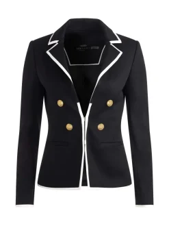 Women Alice and Olivia Mya Contrast Piping Fitted Blazer
