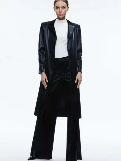 Women Alice and Olivia Mya Vegan Leather Long Blazer
