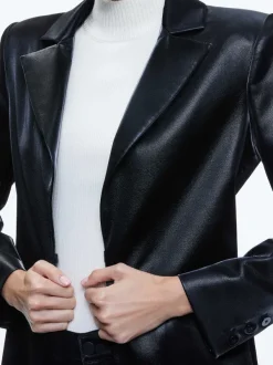 Women Alice and Olivia Mya Vegan Leather Long Blazer