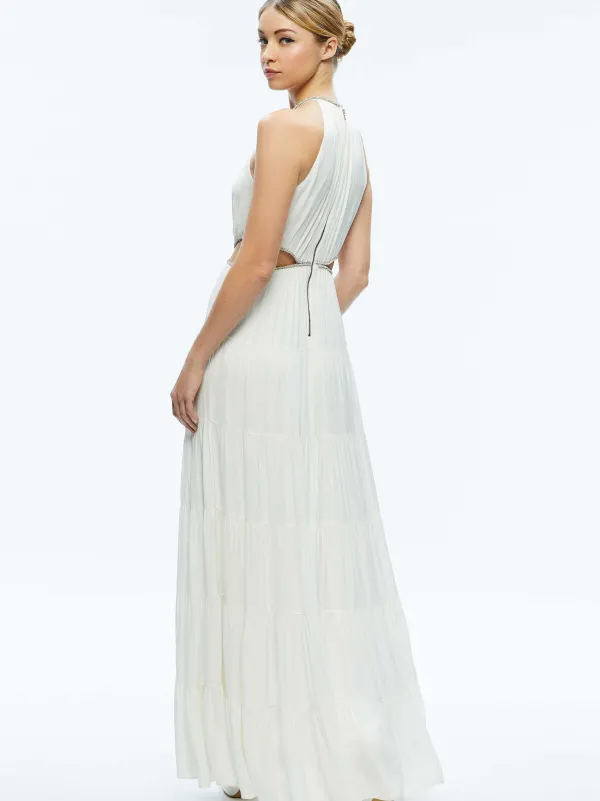 Women Alice and Olivia Myrtice Embellished Cut Out Maxi Dress
