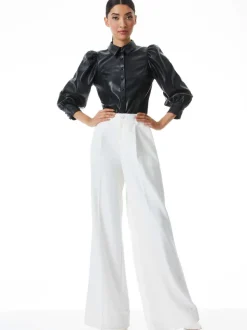 Women Alice and Olivia Nadine Vegan Leather Button Down