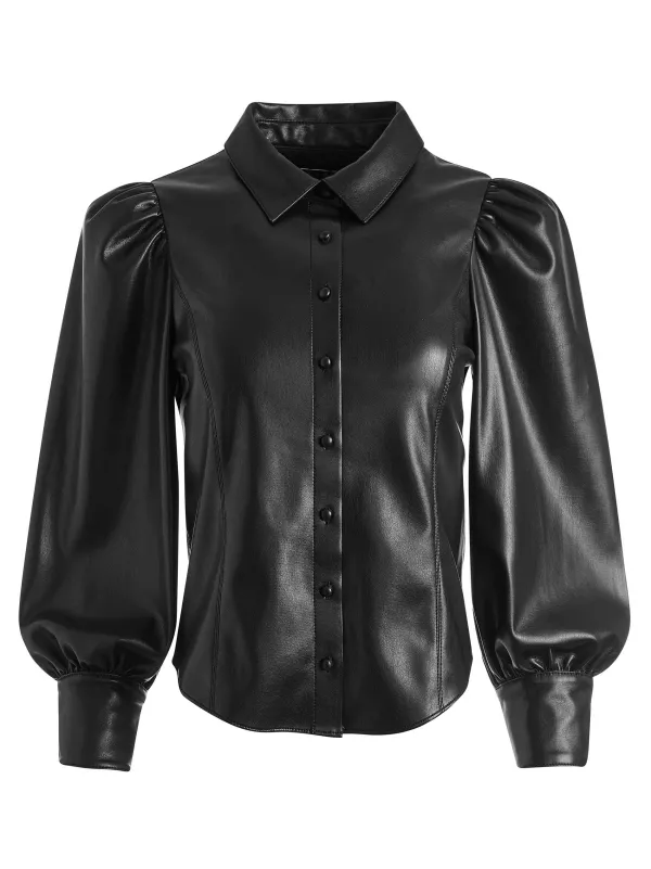 Women Alice and Olivia Nadine Vegan Leather Button Down