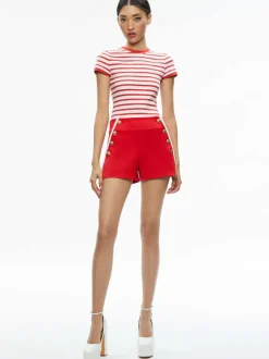 Women Alice and Olivia Narin High Rise Button Front Short