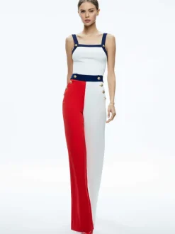 Women Alice and Olivia Narin High Rise Button Front Pant