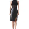 Women Alice and Olivia Nichol High Neck Sleeveless Mesh Bodysuit