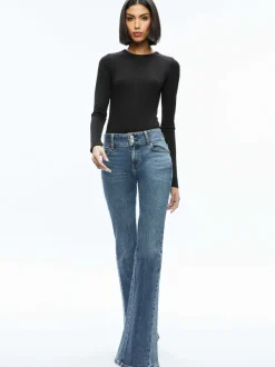 Women Alice and Olivia Olea Round Neck Bodysuit
