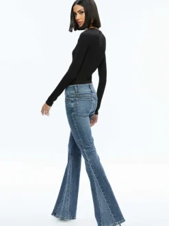 Women Alice and Olivia Olea Round Neck Bodysuit