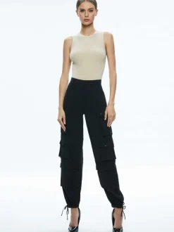 Women Alice and Olivia Olympia High Rise Ankle Tie Cargo Pants