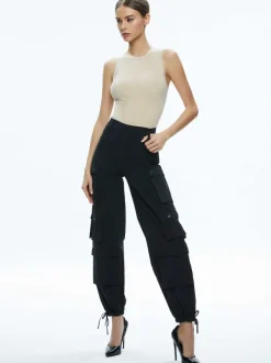 Women Alice and Olivia Olympia High Rise Ankle Tie Cargo Pants